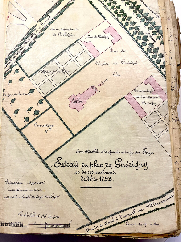 Plan de 1792 avec l'église de Guérigny